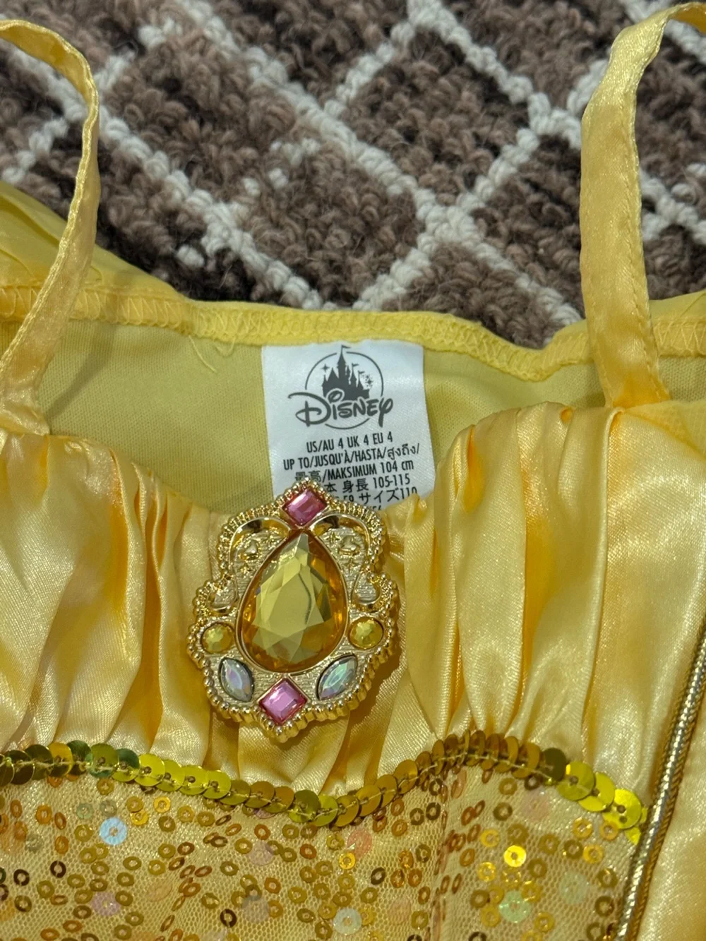 Disney Store Princess Belle Costume with Pink Rose Accents size 4T